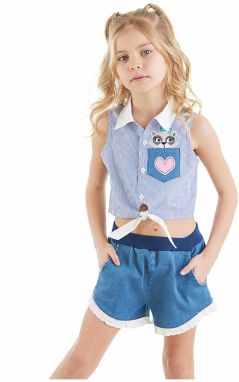 Denokids Raccoon Girl Shirt Denim Shorts Set