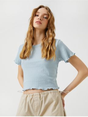 Koton Crop T-Shirt Crew Neck Short Sleeve Cotton