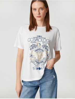 Koton Horoscope Printed T-Shirt Crew Neck