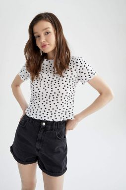 DEFACTO Slim Fit Short Sleeve Polka Dot Print T-Shirt