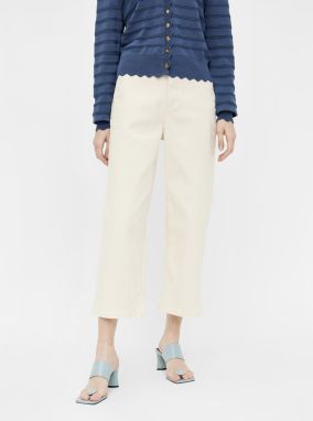 Creamy women's three-quarter wide jeans . OBJECT Marina - Women