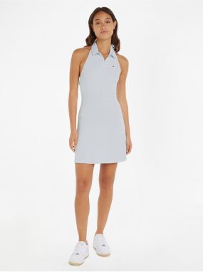 Light Blue Women Dress Tommy Jeans TJW Zip Thru Polo Dress - Women