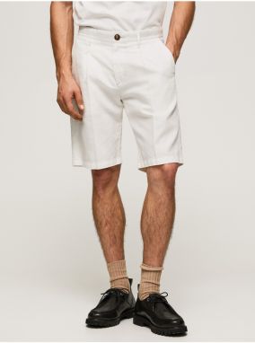 White Men's Shorts with Linen Pepe Jeans - Men