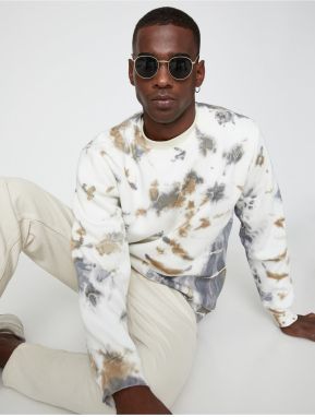 Koton Printed Sweatshirt Raised Crew Neck