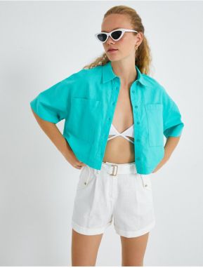 Koton Oversize Crop Shirt Linen Blended