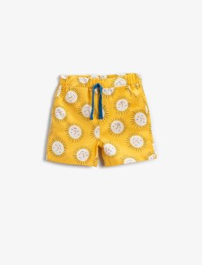 Koton Sun Printed Shorts Button Detailed Tie Waist Cotton