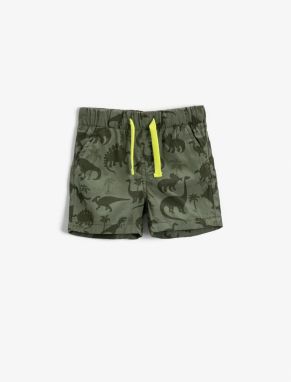 Koton Dinosaur Printed Shorts with Elastic Waist, Cotton