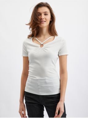 Orsay White Ladies T-shirt with Decorative Detail - Women