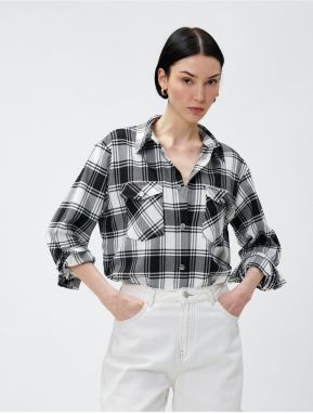 Koton Lumberjack Shirt With Pockets and Snaps