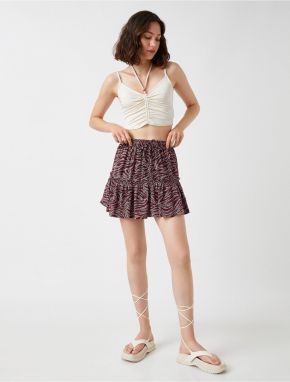 Koton Mini Short Skirt Zebra Patterned