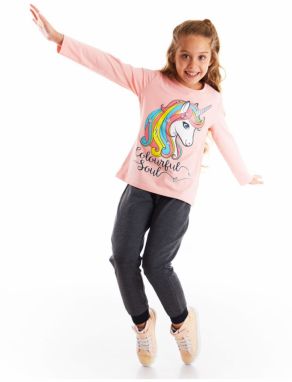 Mushi Colorful Unicorn Girls T-shirt Trousers Set