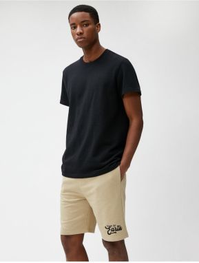 Koton Slogan Printed Shorts With Lace-Up Waist, Slim Fit. Pocket Detailed.