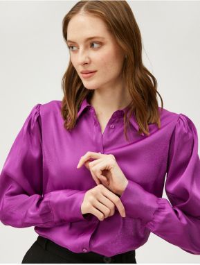 Koton Satin Shirt with Draped Shoulder