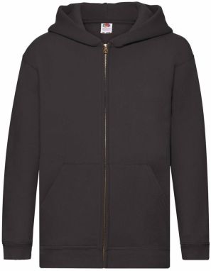 Black Kids Hoodie Zip Through Hooded Sweat Fruit of the Loom