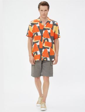 Koton Short Sleeve Shirt with Turndown Collar Abstract Print