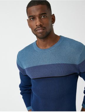 Koton Basic Knitwear Sweater Crew Neck Color Block