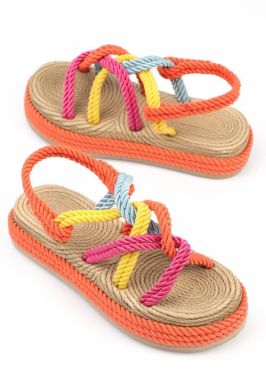 Capone Outfitters Capone Wedge Heel Women's Lace Multi Orange Sandals