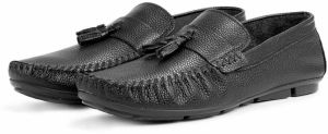 Ducavelli Noble Genuine Leather Men's Casual Shoes, Roque Loafers Black.