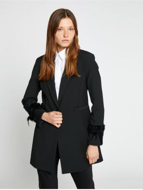 Koton Blazer Jacket Sleeve Feather Detail Single Button