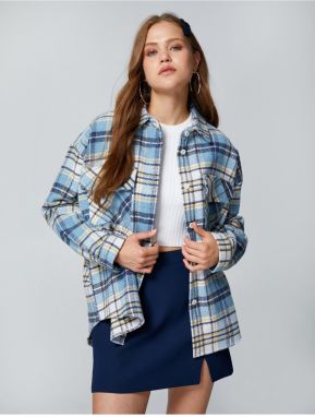 Koton Oversize Lumberjack Shirt Double Pocket Detailed Buttoned