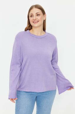 Trendyol Curve fialový španielsky rukáv Pletený sveter