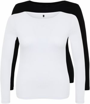 Trendyol Curve Black-White Crew Neck Knitted Blouse