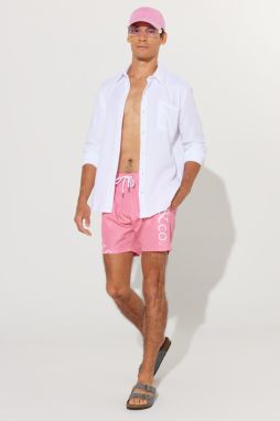 AC&Co / Altınyıldız Classics Men's Pink Standard Fit Normal Cut, Side Pockets Patterned Swimwear.