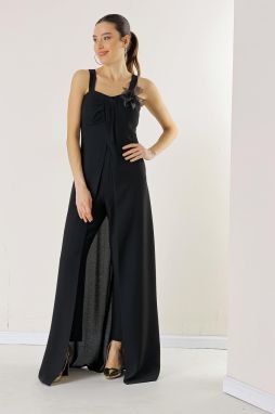 By Saygı Strap Crepe Cape Jumpsuit