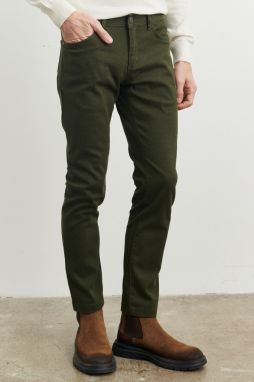 ALTINYILDIZ CLASSICS Men's Khaki Slim Fit Slim Fit Dobby Flexible Casual Trousers
