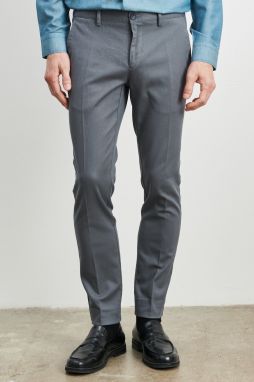 ALTINYILDIZ CLASSICS Men's Grey-blue Slim Fit Slim Fit Dobby Flexible Casual Trousers