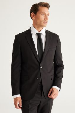 ALTINYILDIZ CLASSICS Men's Black Slim Fit Slim Fit Monocollar Suit.