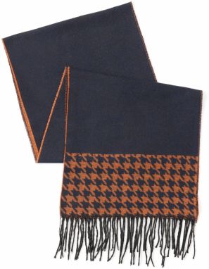 ALTINYILDIZ CLASSICS Men's Navy Blue-Orange Patterned Scarf