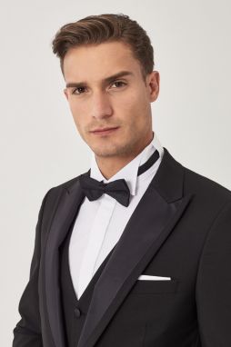 ALTINYILDIZ CLASSICS Men's Black Slim Fit Slim Fit Vest Patterned Tuxedo Tuxedo