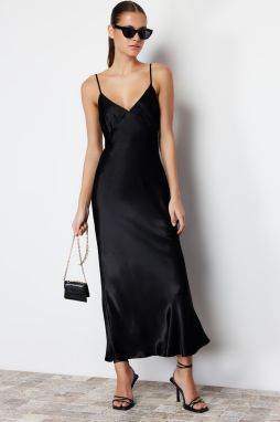 Trendyol Black Straight Cut Strap Maxi Woven Dress