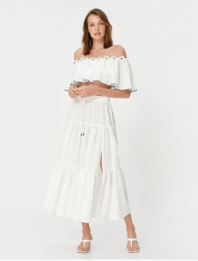 Koton Slit Cotton Midi Skirt