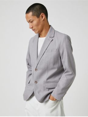 Koton Basic Blazer. Wide Collar with Buttons, Pocket Detailed.