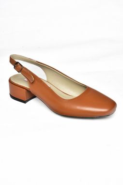 Fox Shoes Camel Genuine Leather Thick Heeled Women's Shoes