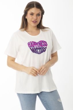 Şans Women's Plus Size White Cotton Shirt with Embroidery