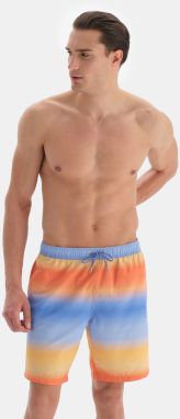 Dagi Blue - Orange Gradient Pattern Long Beach Shorts
