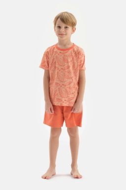 Dagi Orange Boy's Meter Printed Short Sleeve Pajama Set with Shorts