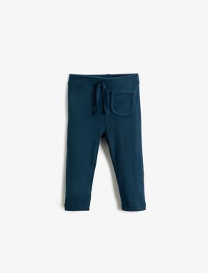 Koton Basic Corduroy Leggings with Elastic Tie Waist Pocket Detailed.