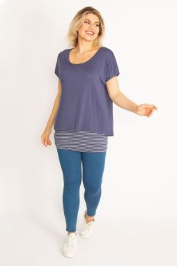 Şans Women's Plus Size Indigo Underwear Low-Sleeve Tunic