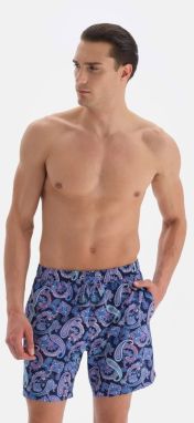 Dagi Blue Shawl Patterned Mid Sea Shorts