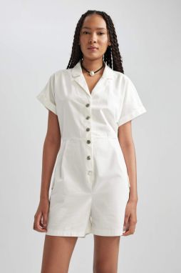 DEFACTO Regular Fit Pajama Collar Gabardine Cotton Jumpsuit