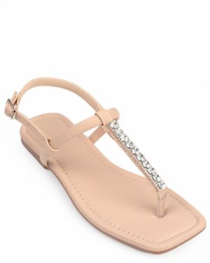 Capone Outfitters Capone Binoculars Nude Women's Sandals with an Ankle Band Flat Heel.