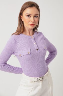 Lafaba Women's Lilac Pocket Detailed Knitted Blouse