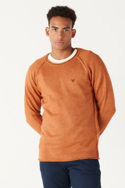 AC&Co / Altınyıldız Classics Men's Cinnamon Standard Fit Regular Cut Crew Neck Ruffled Soft Textured Knitwear Sweater