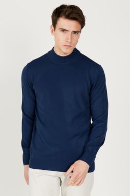 AC&Co / Altınyıldız Classics Men's Dark Blue Anti-Pilling Anti-Pilling Standard Fit Half Turtleneck Knitwear Sweater