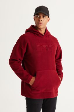 AC&Co / Altınyıldız Classics Men's Burgundy Oversize Loose-Fit Hooded Fleece Sweatshirt