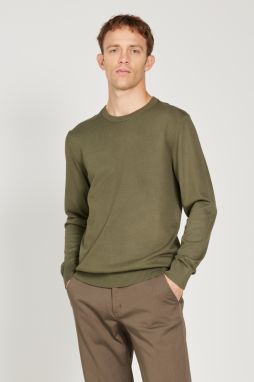 ALTINYILDIZ CLASSICS Men's Khaki Standard Fit Normal Cut, Crew Neck Knitwear Sweater.